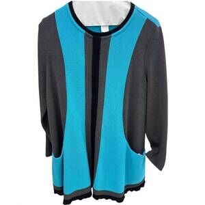 NEW DESIGN TODAY'S women's colorblock long sleeve tunic in turquoise and black